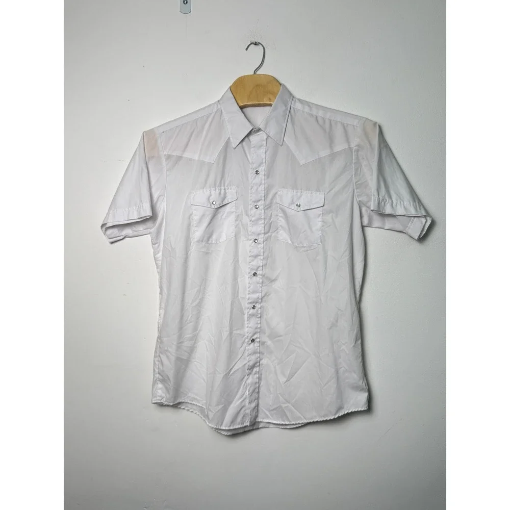 Rockmount Ranch Wear Mens White Short Sleeve Western Pearl Snap Shirt 17.5 XL